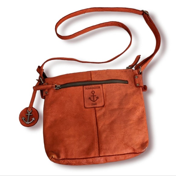 harbor 2nd Handbags - Harbor 2nd Leather Crossbody Rust Red Orange